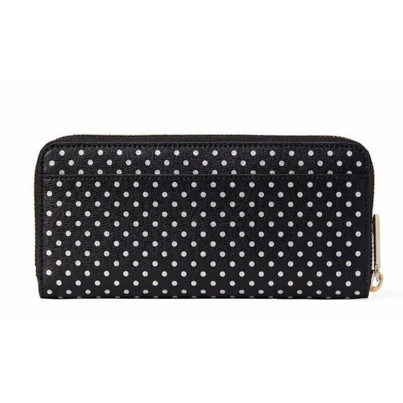 New Kate Spade Spencer Metallic Dot Slim Continental Wallet Black Multi - Picture 3 of 3